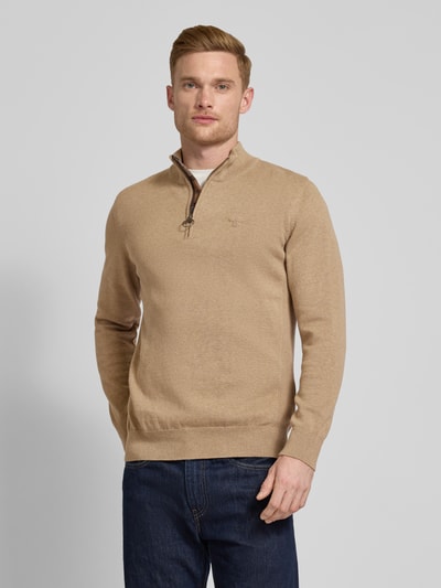 Barbour Strickpullover mit Troyer-Kragen Sand 4