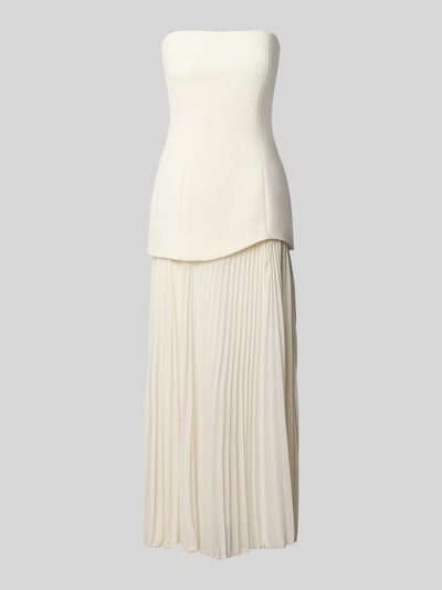 Produktfoto, Midikleid in Plissee-Optik mit Viskose-Anteil von Gina Tricot, cremefarben, Elastischer-Material-Mix, Tailliert, schulterfrei