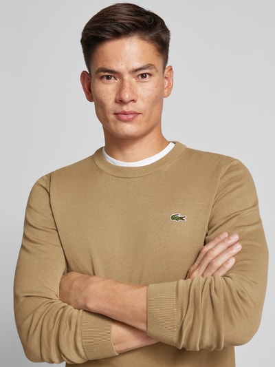 Lacoste Strickpullover mit Logo-Patch Beige 3