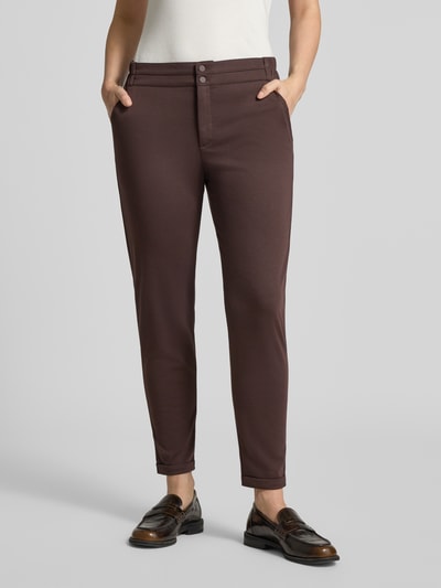 FREE/QUENT Spodnie materiałowe o kroju skinny fit z dodatkiem wiskozy model 'NANNI' Ciemnobrązowy 4