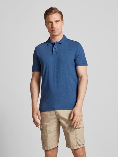 camel active Koszulka polo o kroju slim fit z delikatnie fakturowanym wzorem Granatowy 4