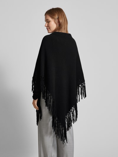 Weekend Max Mara Poncho van scheerwol met franjes, model 'TORNADO' Zwart - 5