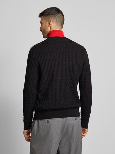 HUGO Strickpullover mit Strukturmuster Modell 'Stubon' Black 5