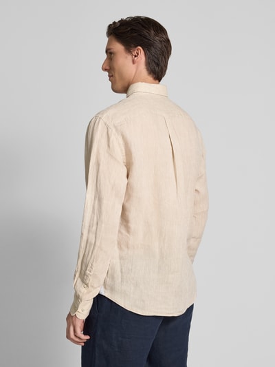 Fynch-Hatton Regular Fit Leinenhemd mit Button-Down-Kragen Sand 5