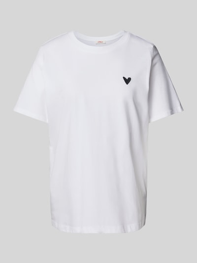 s.Oliver RED LABEL T-Shirt mit Motiv-Stitching Modell 'Heart' Weiss 1