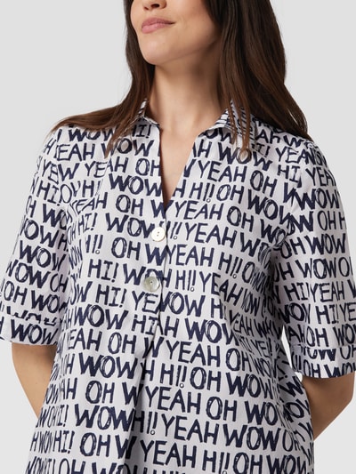 Christian Berg Woman Blouse met all-over motief Donkerblauw - 3