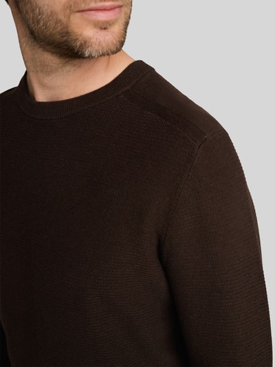 Tom Tailor Regular fit pullover met crew neck kraag Donkerbruin - 3