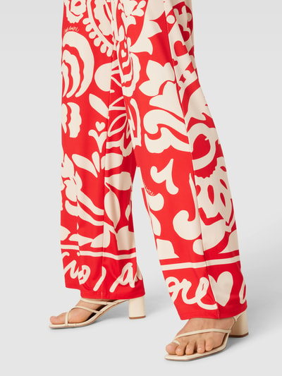 Oui Stoffen broek met paisleymotief Rood - 3