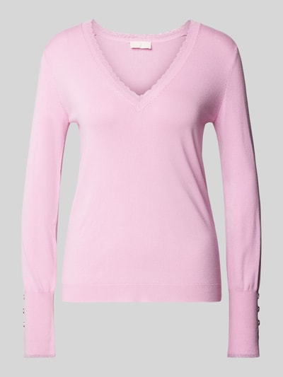 Liu Jo White Strickpullover mit V-Ausschnitt Rosa 1