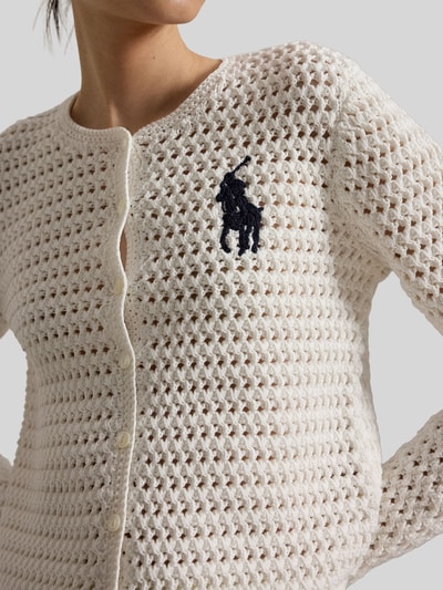 Polo Ralph Lauren Cropped Strickjacke aus reiner Baumwolle Weiss 5