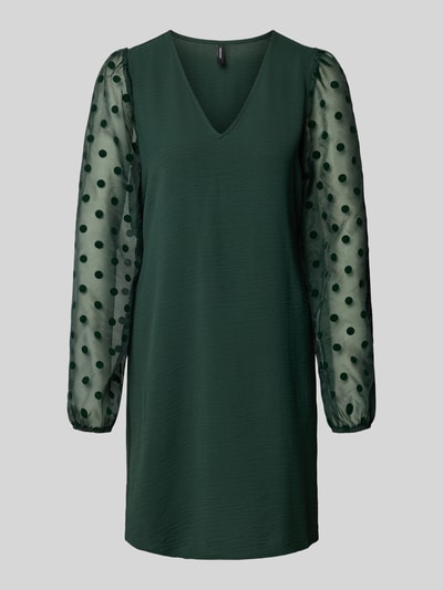 Vero Moda Fließendes Cocktailkleid mit semitransparenten Ärmeln Modell 'ALVA' Dunkelgruen 2