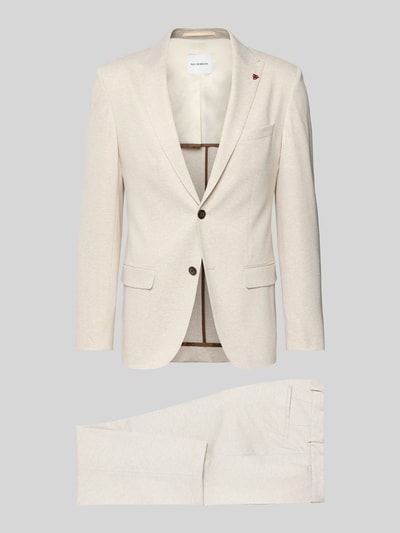 Produktfoto, Regular Fit Blazer aus Viskose-Mix mit Zierbesatz von Roy Robson in Beige, Reverskragen, Brusttasche, Pattentaschen, 2-Knopfleiste, glatte Textur, Bundweite 44 cm, Rückenlänge 71 cm, Schulterbreite 44 cm, Ärmellänge 65 cm, Herren Blazer