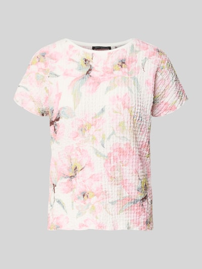 Produktfoto, T-Shirt im Allover-Look mit Strukturmuster von Betty Barclay, biały różowy wzór kwiatowy, krój regular fit, materiał z domieszką stretchu, dekolt okrągły, długość tyłu w rozmiarze 36: 54 cm