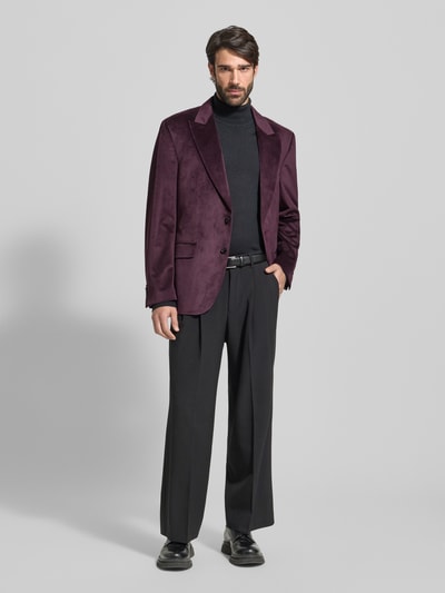 Christian Berg Men 2-Knopf-Sakko aus Samt Aubergine 1