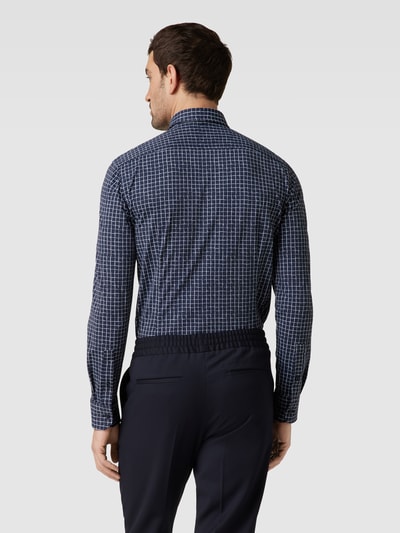 BOSS Slim fit zakelijk overhemd met ruitjes, model 'Hank' Marineblauw - 5