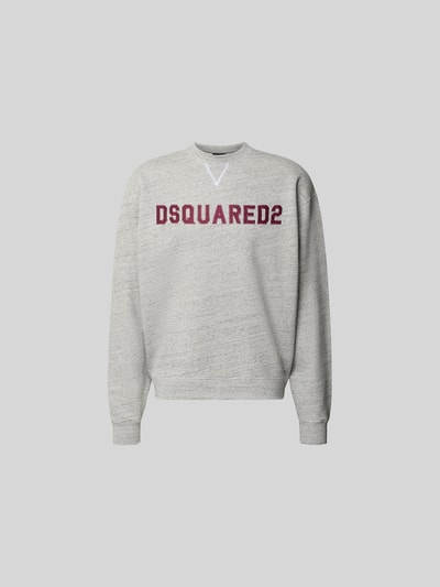 Produktfoto, Sweatshirt mit Logo-Stitching von Dsquared2 aus grauer Baumwolle, regular Fit, Rundhalsausschnitt, elastische Abschlüsse