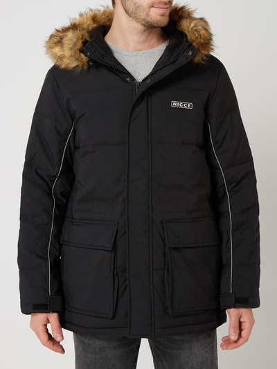 Nicce London Parka met afneembaar imitatiebont - gewatteerd Zwart - 4