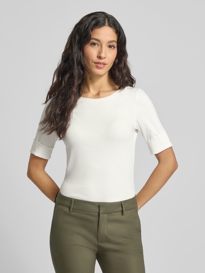 Marc Cain Regular fit T-shirt met zijde en mouwen met omslag Wit - 4