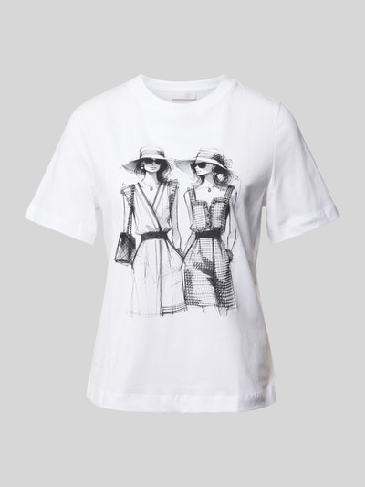 Rich & Royal T-Shirt mit geripptem Rundhalsausschnitt Weiss 1