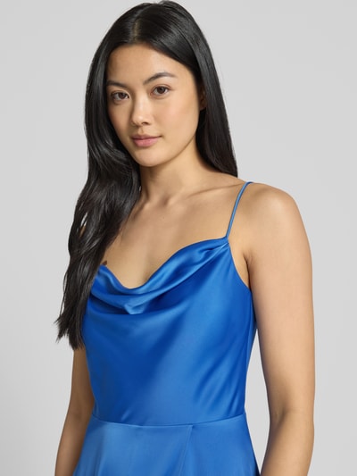 Jake*s Cocktail Maxikleid aus Satin mit Wasserfall-Ausschnitt Rauchblau Melange 3