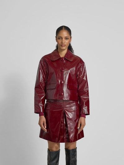 Self-Portrait Jacke in Leder-Optik Bordeaux 4