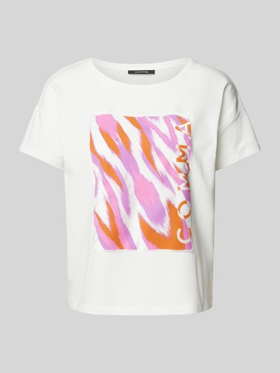 comma T-Shirt mit Label-Print Weiss 2