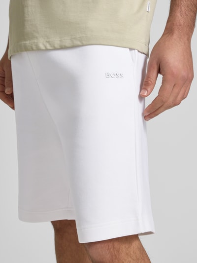 BOSS Green Regular Fit Sweatshorts mit elastischem Bund Modell 'Headlo' Weiss 3