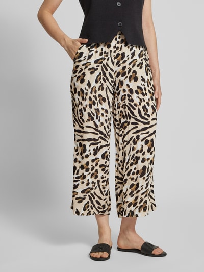 ICHI Kuloty z szeroką nogawką i efektem marszczenia model ‘MARRAKECH’ Beżowy 4