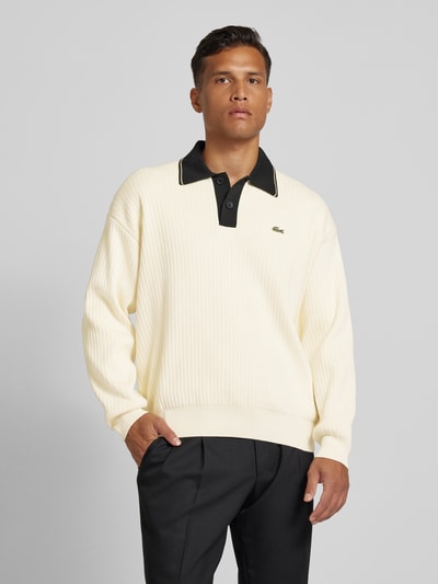 Lacoste Gebreide pullover met platte kraag Offwhite - 4