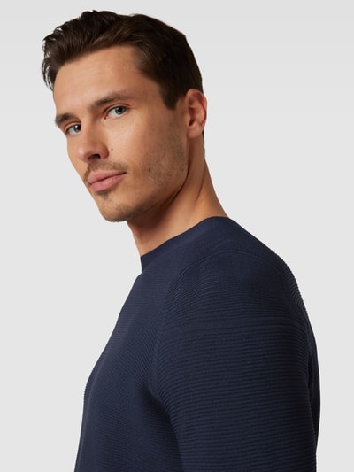 AlphaTauri Gebreide pullover met ribboorden, model 'FOSOP' Marineblauw - 3