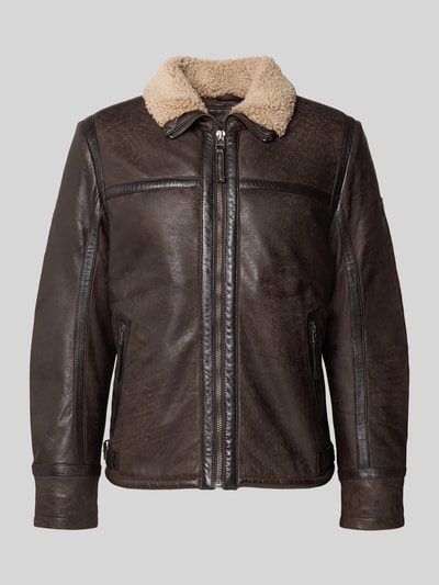 Gipsy Lederjacke aus Schafsnappa mit Reißverschlusstaschen Dunkelbraun 2