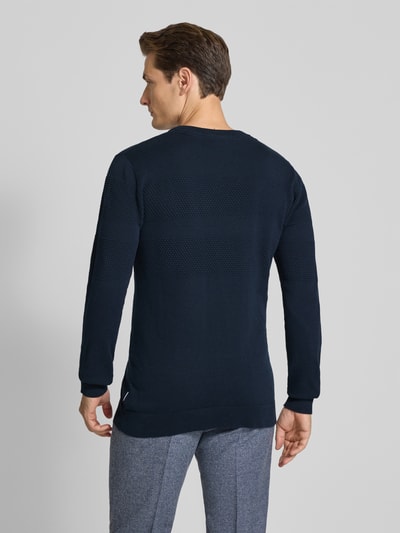 Lindbergh Gebreide pullover met ribboorden Donkerblauw - 5
