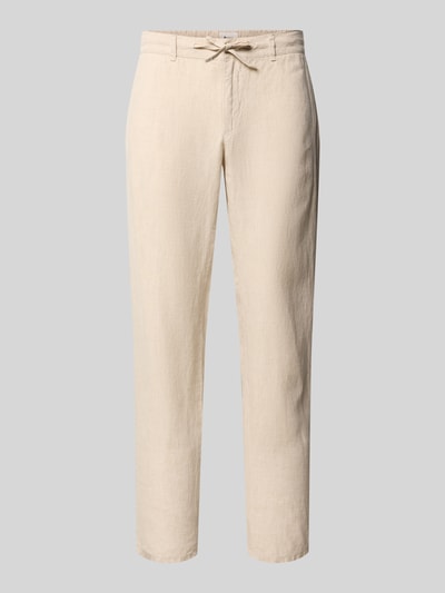 Produktfoto, Straight Fit Leinenhose mit Tunnelzug von Brax, Optik: Unifarben, Passform: Straight Fit, Bundabschluss: Tunnelzug, Material: reines Leinen, helle Naturfarbe, glatte Textur
