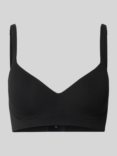 Produktfoto, Slim Fit BH aus katoenmix van Schiesser in zwart met haakjessluiting en verstelbare schouderband, dames bh