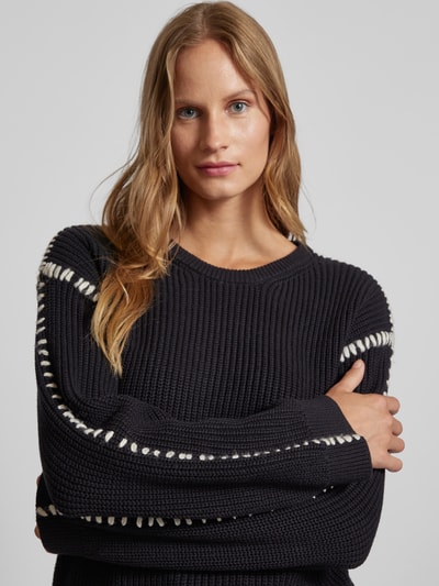 FREE/QUENT Strickpullover mit Ziernaht Black 3