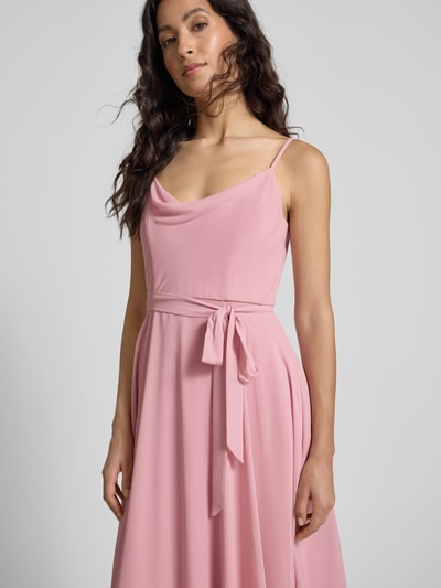 Jake*s Cocktail Knielanges Cocktailkleid mit Bindegürtel Rosa 3