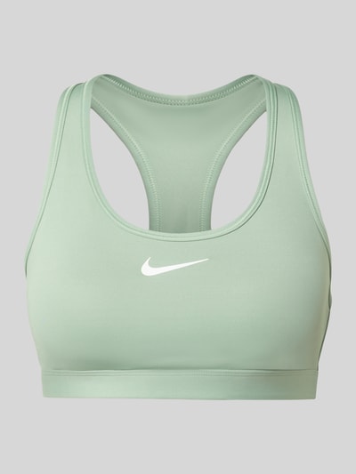 Nike Training Sport-BH mit Logo-Print Modell 'Swoosh' Khaki 1