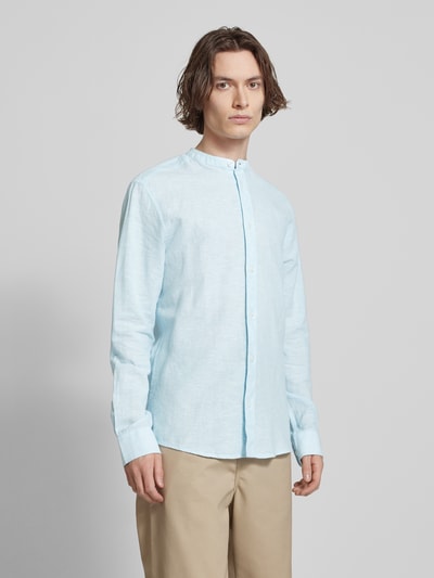 Only & Sons Slim Fit Leinenhemd aus Leinen-Mix mit Kaschmir-Anteil Modell 'CAIDEN' Hellblau 4