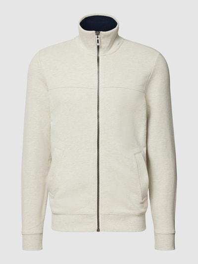 Tom Tailor Sweatjack met steekzakken, model 'cutline' Offwhite - 2