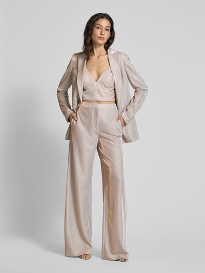 Jake*s Cocktail Wide fit stoffen broek met elastische band Metallic beige gemêleerd - 1