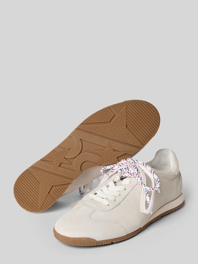 Produktfoto, Sneaker aus Leder mit Schnürung von Högl in Beige, abgerundete Spitze, Gummisohle, farbige Schnürsenkel, glatte Textur
