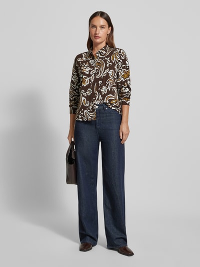 s.Oliver RED LABEL Relaxed fit blouse met lange mouwen van katoenmix Donkerbruin - 1