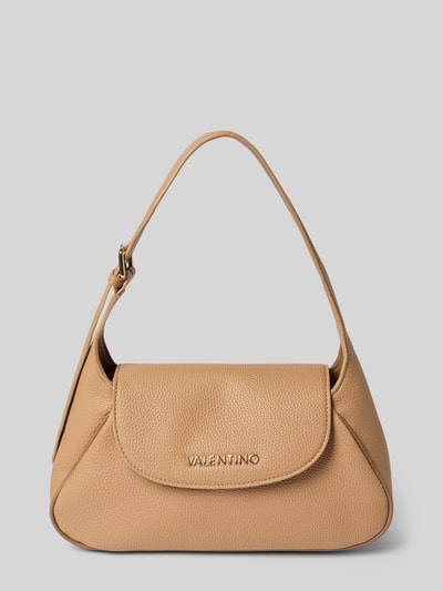Produktfoto, Shoulder Bag mit Reißverschluss Modell 'DAPHNE' von VALENTINO BAGS in Beige, Strukturmuster, Label-Detail, breiter Schulterriemen