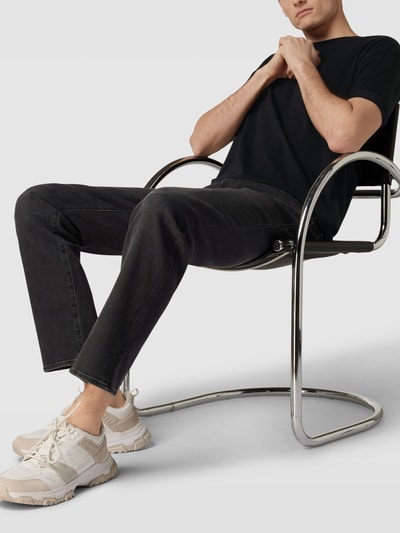 Drykorn T-Shirt mit geripptem Rundhalsausschnitt Modell 'THILO' Schwarz 1