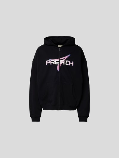 Preach Oversized Sweatjacke mit Label-Print Black 2