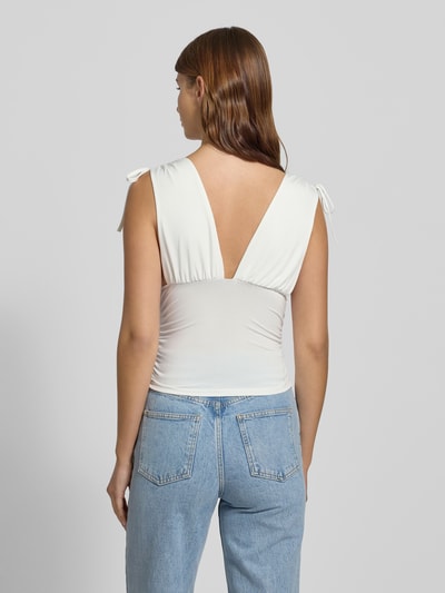 Gina Tricot Top mit V-Ausschnitt und Schnürung Offwhite 5