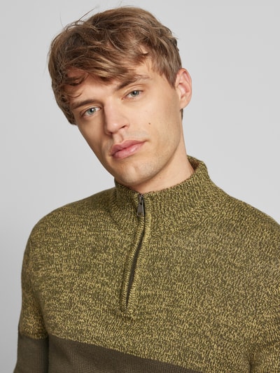 Blend Gebreide pullover met opstaande kraag Olijfgroen gemêleerd - 3