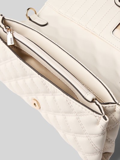 Guess Clutch mit Steppnähten und Label-Applikation Modell 'GIULLY II' Ecru 5