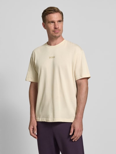 BOSS Green Regular Fit T-Shirt aus reiner Baumwolle Beige 4
