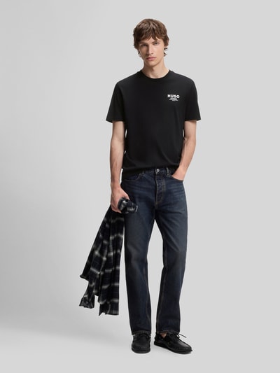 HUGO Blue regular fit T-shirt van puur katoen model 'NESPTEE' BLACK - 1